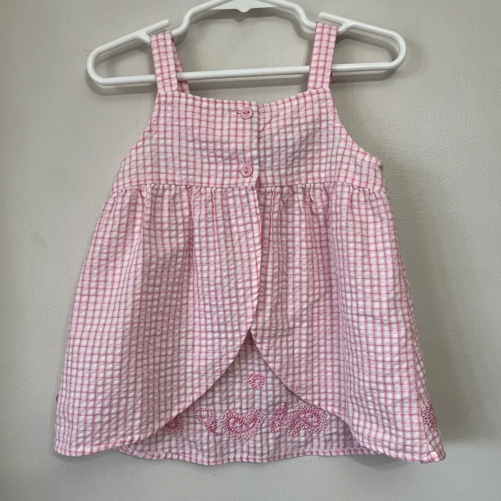 Starting Out Gingham Seersucker Ruffle Top Bloomers Toddler Size 18 Month Pink